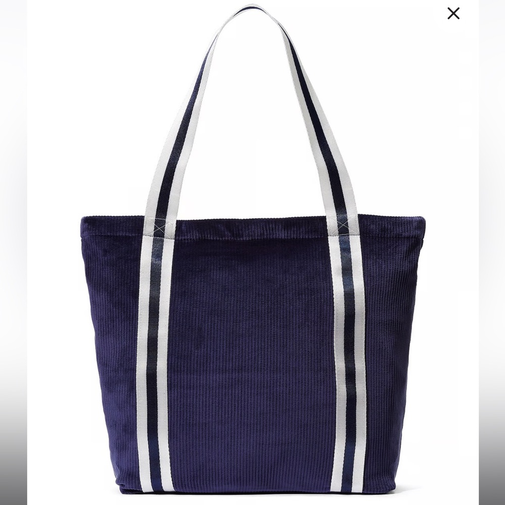 NWT Pink by Victoria’s Secret Navy and white ribbed velour tote bag